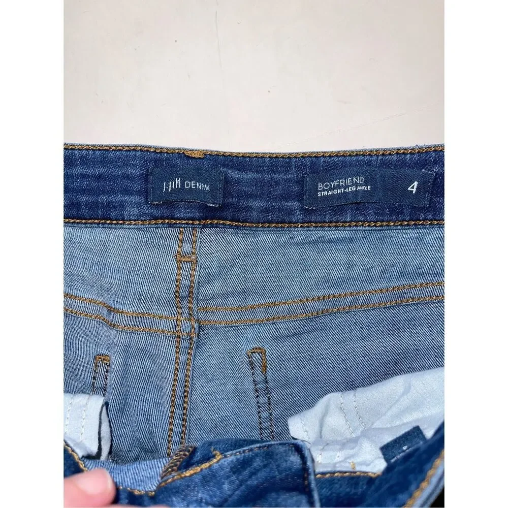 J.Jill Denim 4 Regular‎ BOYFRIEND Straight-Leg Ankle Jeans Paint Splatter